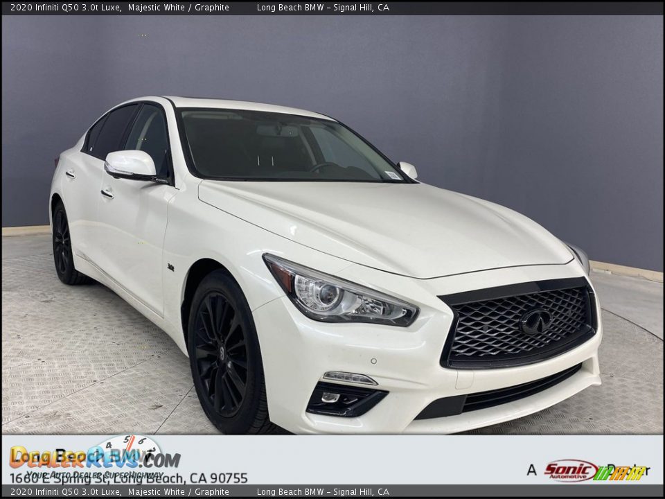 2020 Infiniti Q50 3.0t Luxe Majestic White / Graphite Photo #1