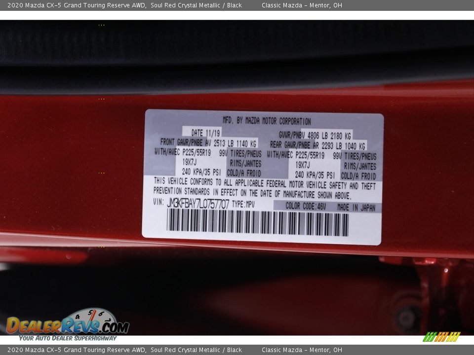 2020 Mazda CX-5 Grand Touring Reserve AWD Soul Red Crystal Metallic / Black Photo #22