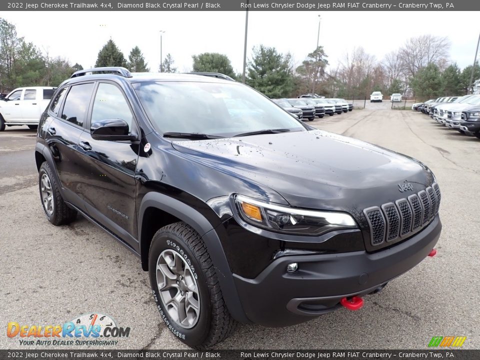 2022 Jeep Cherokee Trailhawk 4x4 Diamond Black Crystal Pearl / Black Photo #7