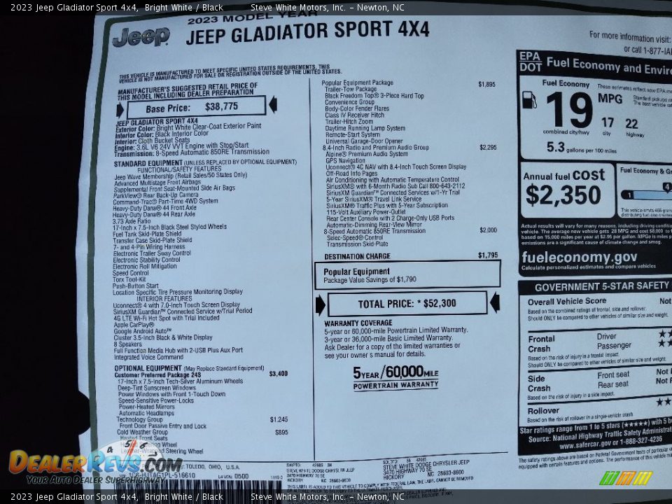 2023 Jeep Gladiator Sport 4x4 Bright White / Black Photo #30