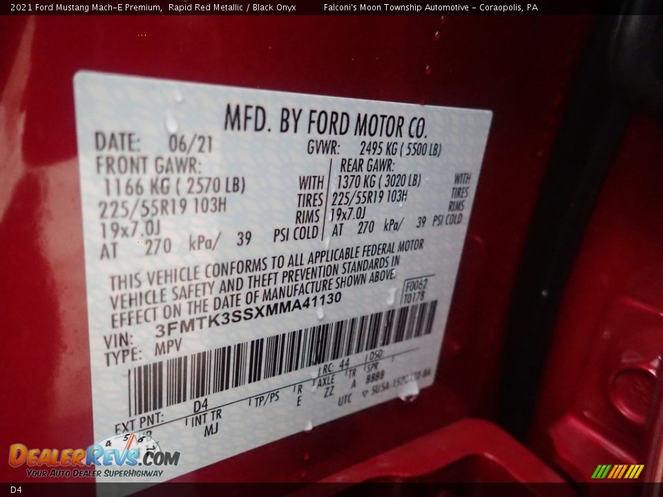 Ford Color Code D4 Rapid Red Metallic
