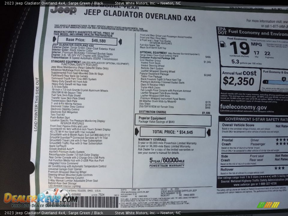 2023 Jeep Gladiator Overland 4x4 Sarge Green / Black Photo #30