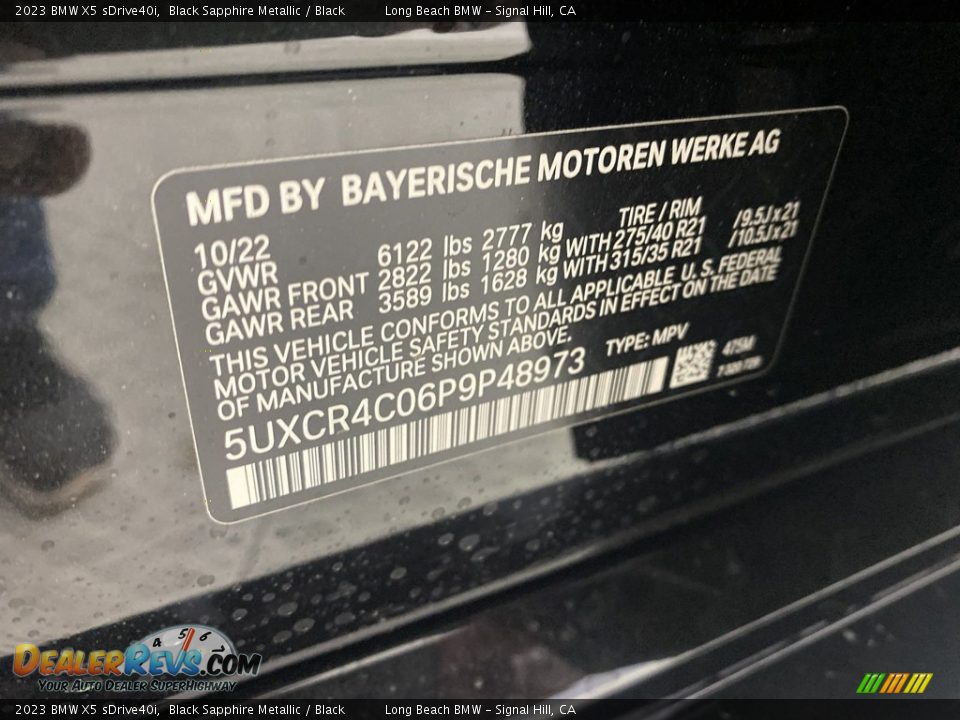 2023 BMW X5 sDrive40i Black Sapphire Metallic / Black Photo #25