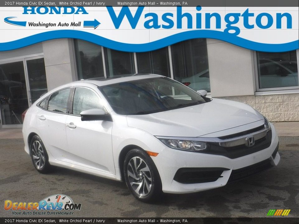 2017 Honda Civic EX Sedan White Orchid Pearl / Ivory Photo #1