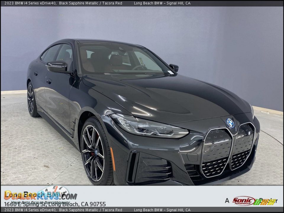 2023 BMW i4 Series eDrive40 Black Sapphire Metallic / Tacora Red Photo #1