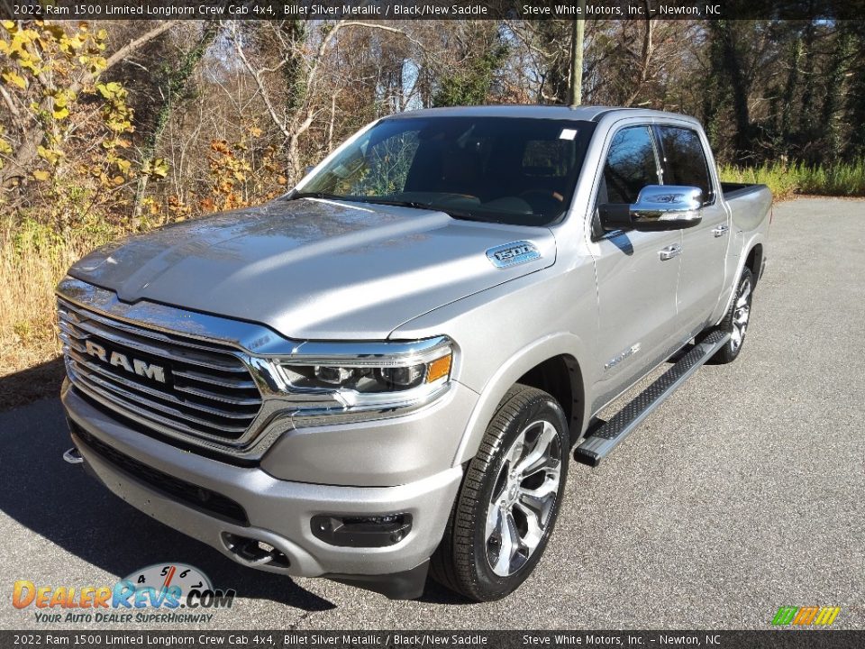 2022 Ram 1500 Limited Longhorn Crew Cab 4x4 Billet Silver Metallic / Black/New Saddle Photo #2