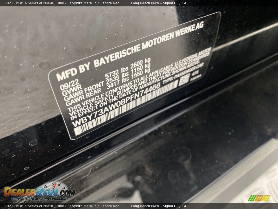 2023 BMW i4 Series eDrive40 Black Sapphire Metallic / Tacora Red Photo #26