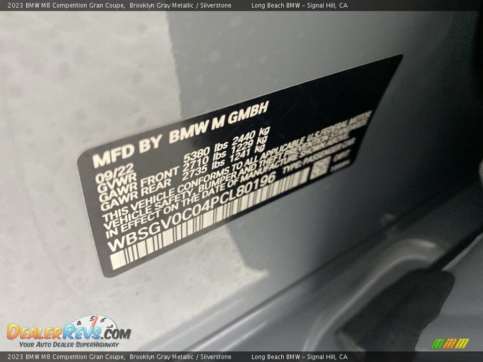 2023 BMW M8 Competition Gran Coupe Brooklyn Gray Metallic / Silverstone Photo #26