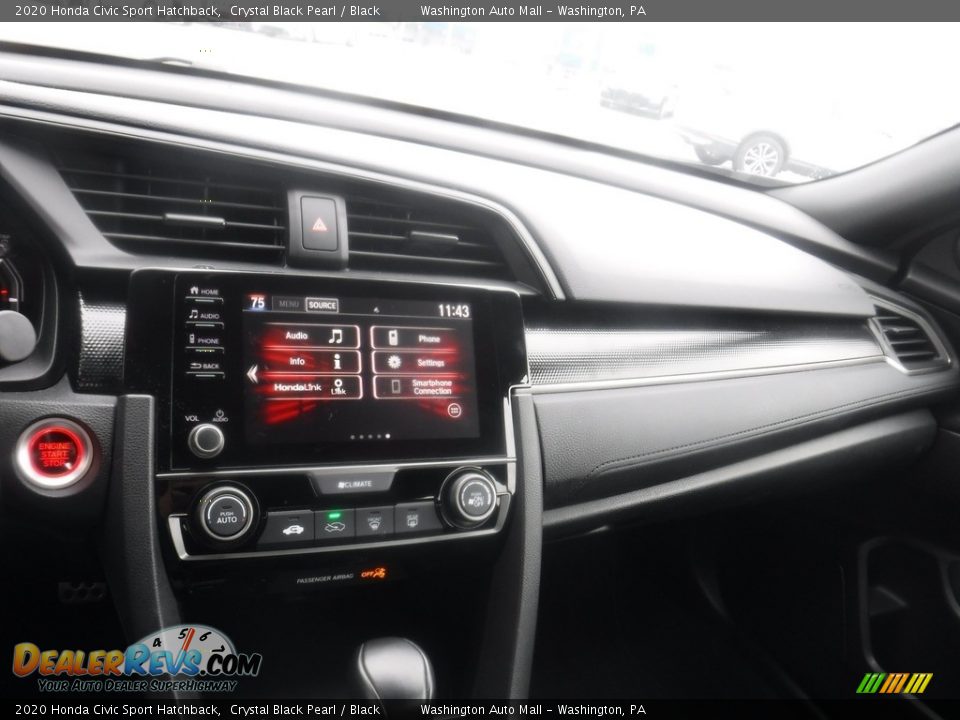 2020 Honda Civic Sport Hatchback Crystal Black Pearl / Black Photo #16