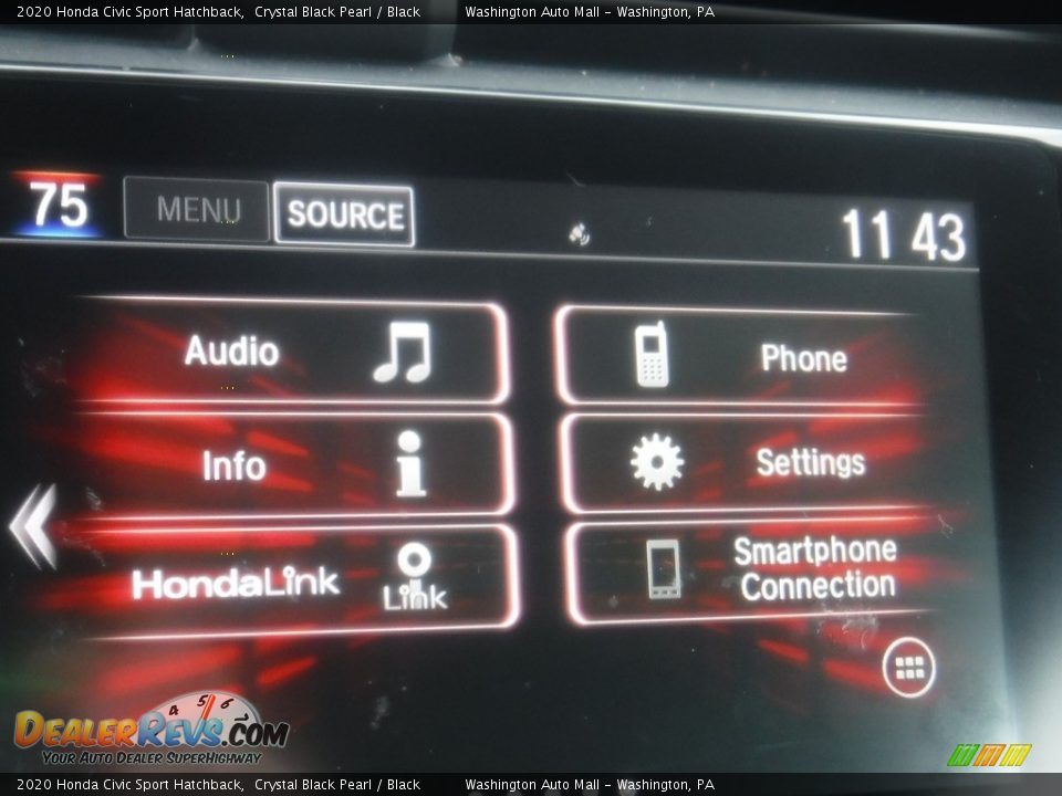 2020 Honda Civic Sport Hatchback Crystal Black Pearl / Black Photo #17