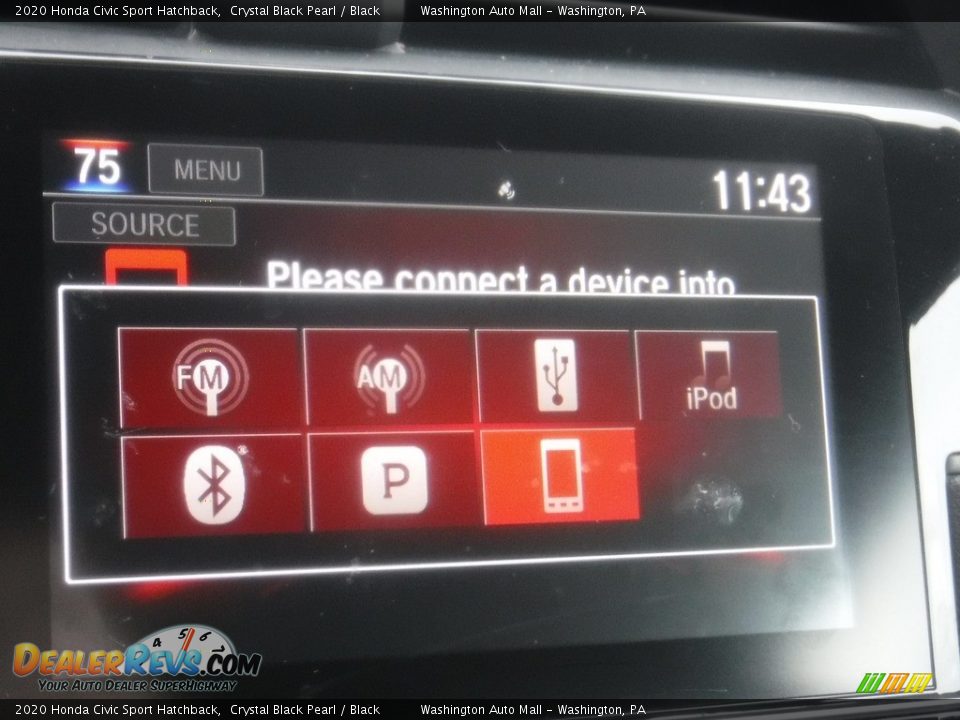 2020 Honda Civic Sport Hatchback Crystal Black Pearl / Black Photo #18