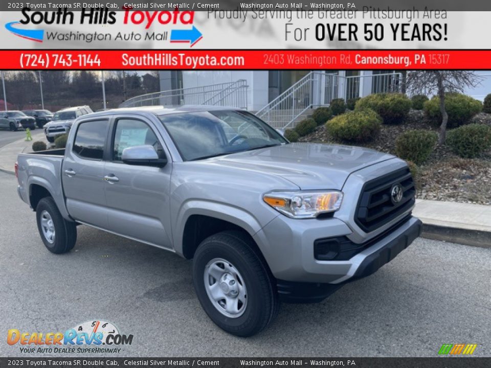 2023 Toyota Tacoma SR Double Cab Celestial Silver Metallic / Cement Photo #1