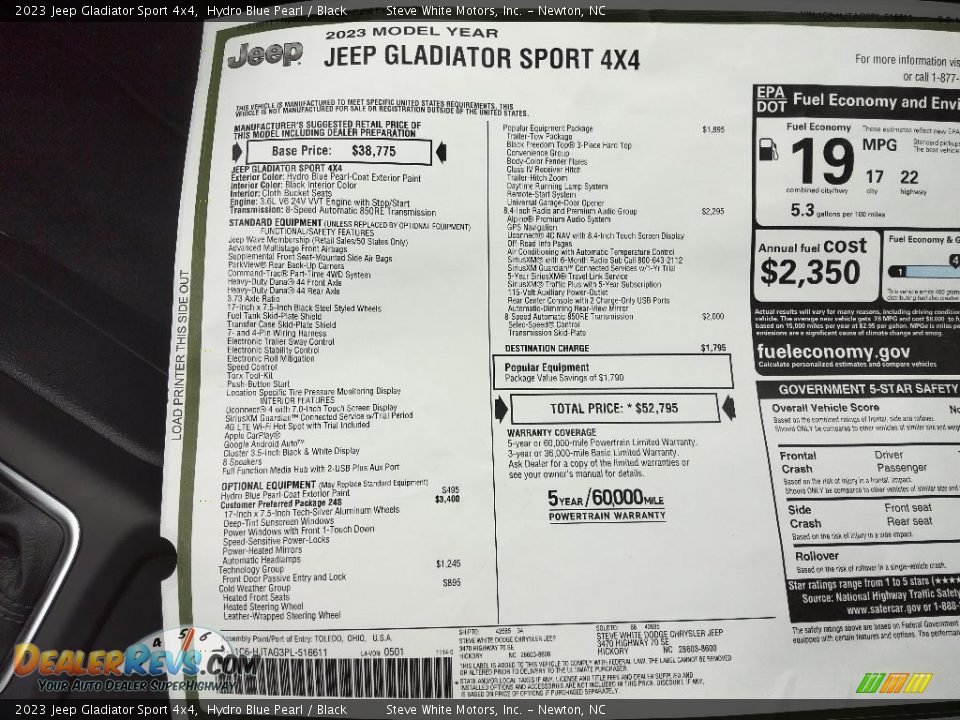 2023 Jeep Gladiator Sport 4x4 Hydro Blue Pearl / Black Photo #30