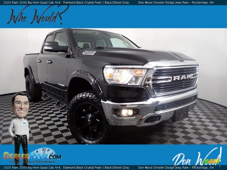 2020 Ram 1500 Big Horn Quad Cab 4x4 Diamond Black Crystal Pearl / Black/Diesel Gray Photo #1