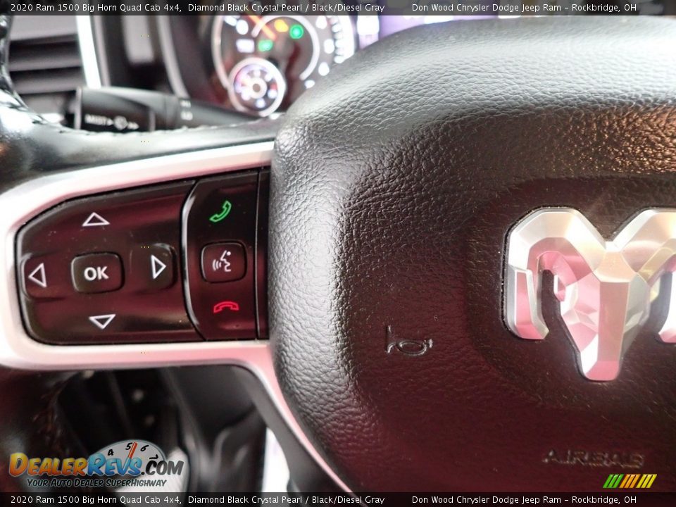2020 Ram 1500 Big Horn Quad Cab 4x4 Diamond Black Crystal Pearl / Black/Diesel Gray Photo #17