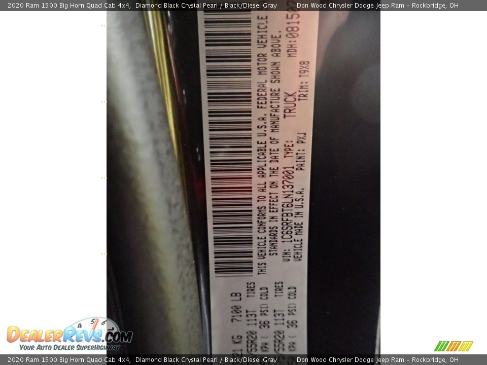 2020 Ram 1500 Big Horn Quad Cab 4x4 Diamond Black Crystal Pearl / Black/Diesel Gray Photo #34