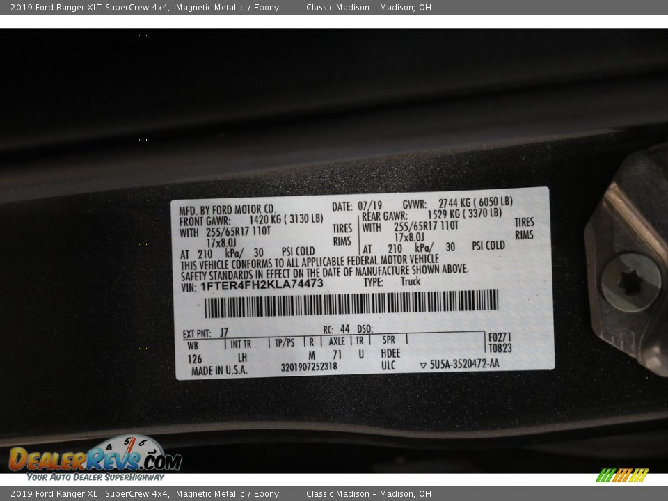 2019 Ford Ranger XLT SuperCrew 4x4 Magnetic Metallic / Ebony Photo #23