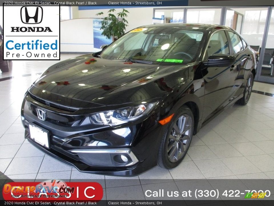 2020 Honda Civic EX Sedan Crystal Black Pearl / Black Photo #1