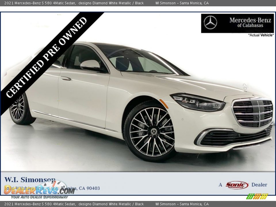 2021 Mercedes-Benz S 580 4Matic Sedan designo Diamond White Metallic / Black Photo #1