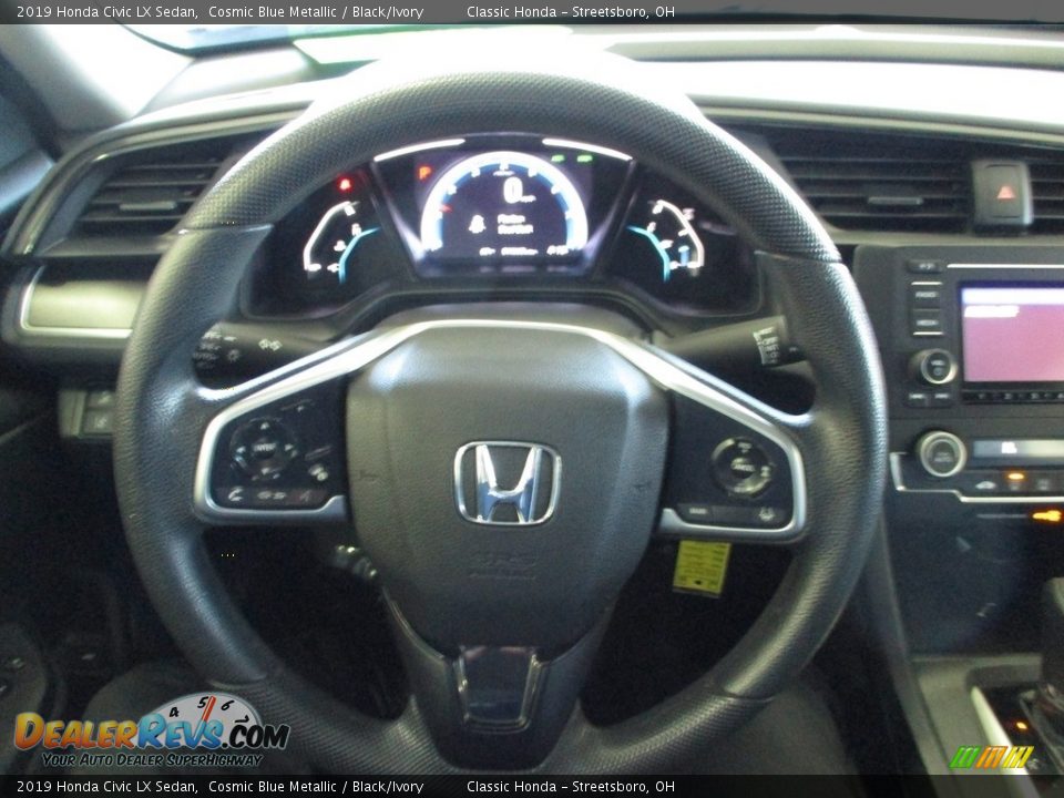2019 Honda Civic LX Sedan Cosmic Blue Metallic / Black/Ivory Photo #29