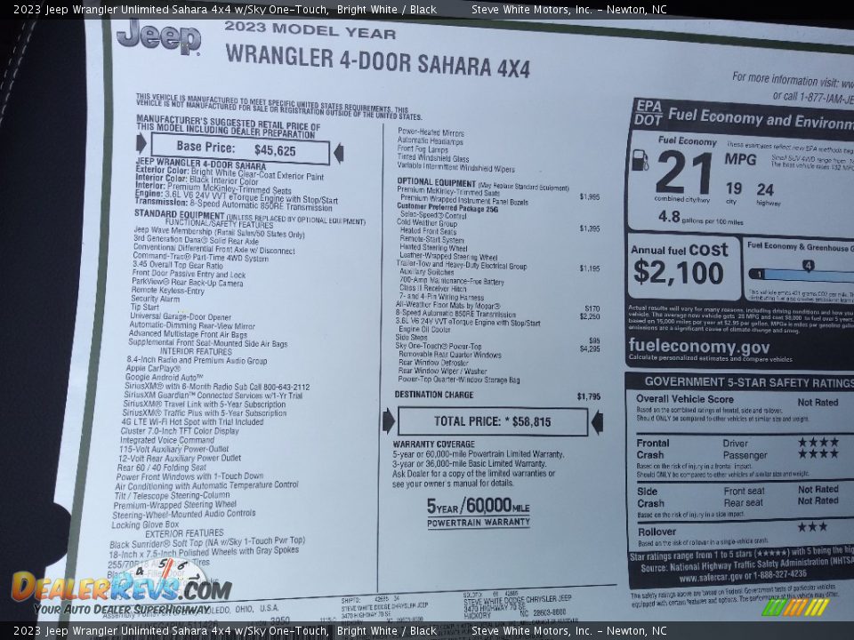 2023 Jeep Wrangler Unlimited Sahara 4x4 w/Sky One-Touch Bright White / Black Photo #32