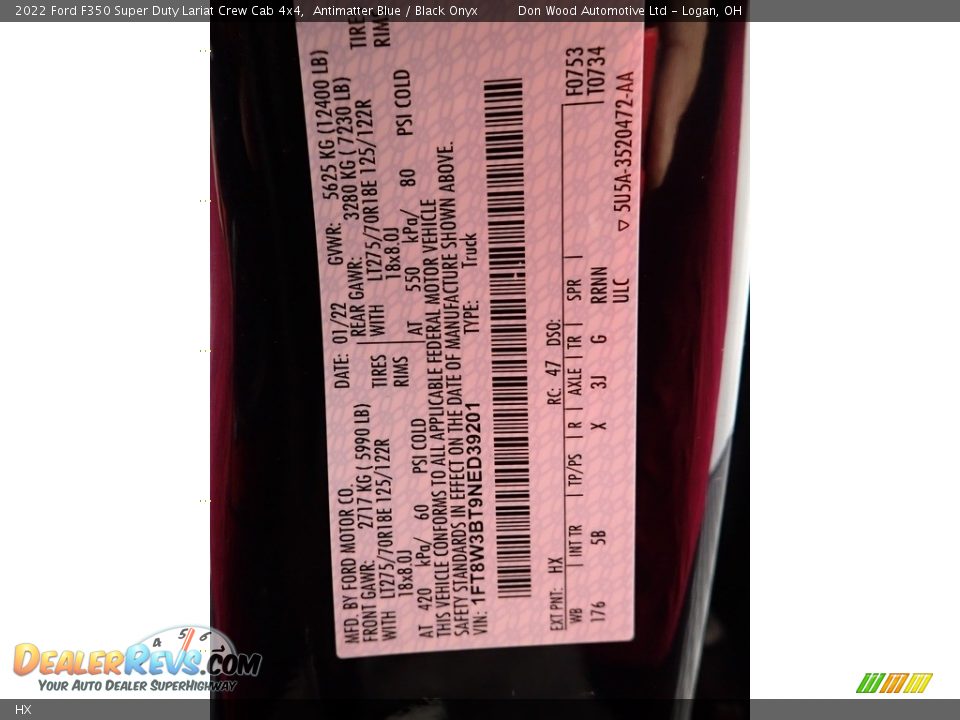 Ford Color Code HX Antimatter Blue