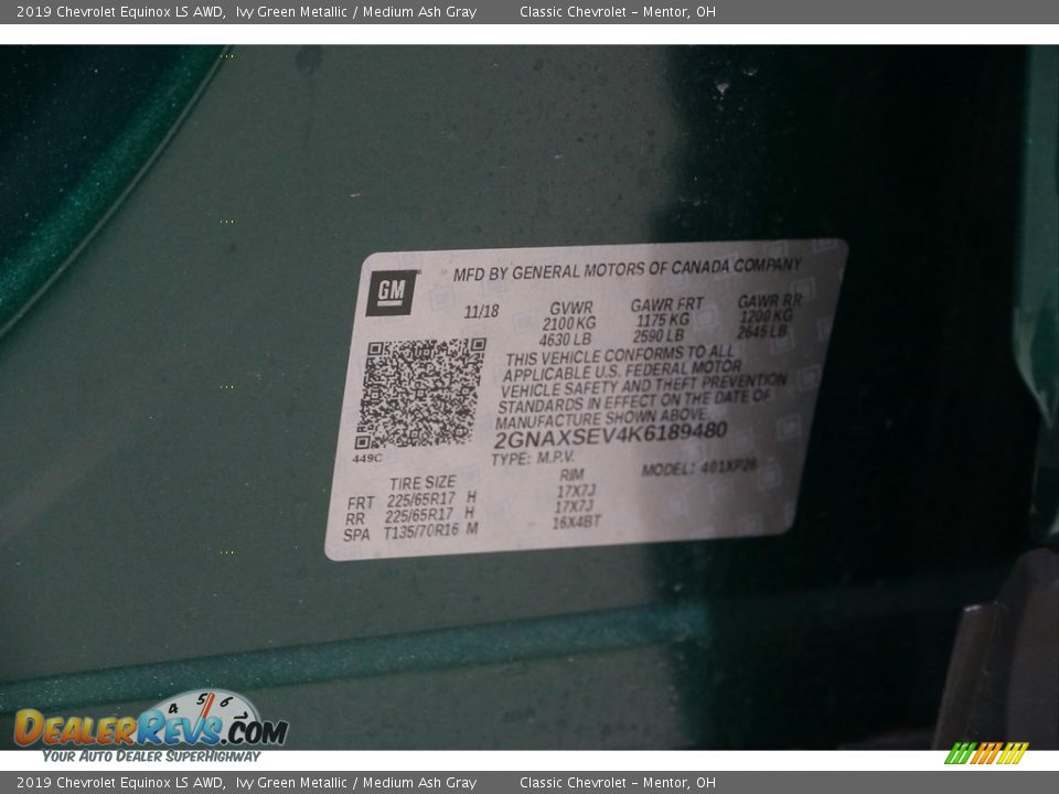 2019 Chevrolet Equinox LS AWD Ivy Green Metallic / Medium Ash Gray Photo #21