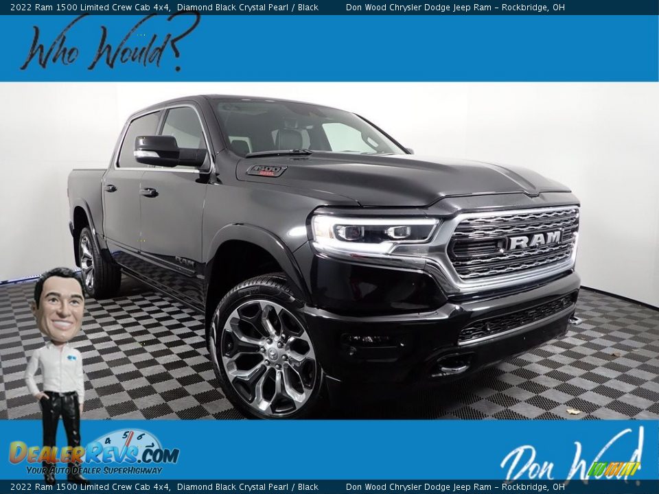 2022 Ram 1500 Limited Crew Cab 4x4 Diamond Black Crystal Pearl / Black Photo #1