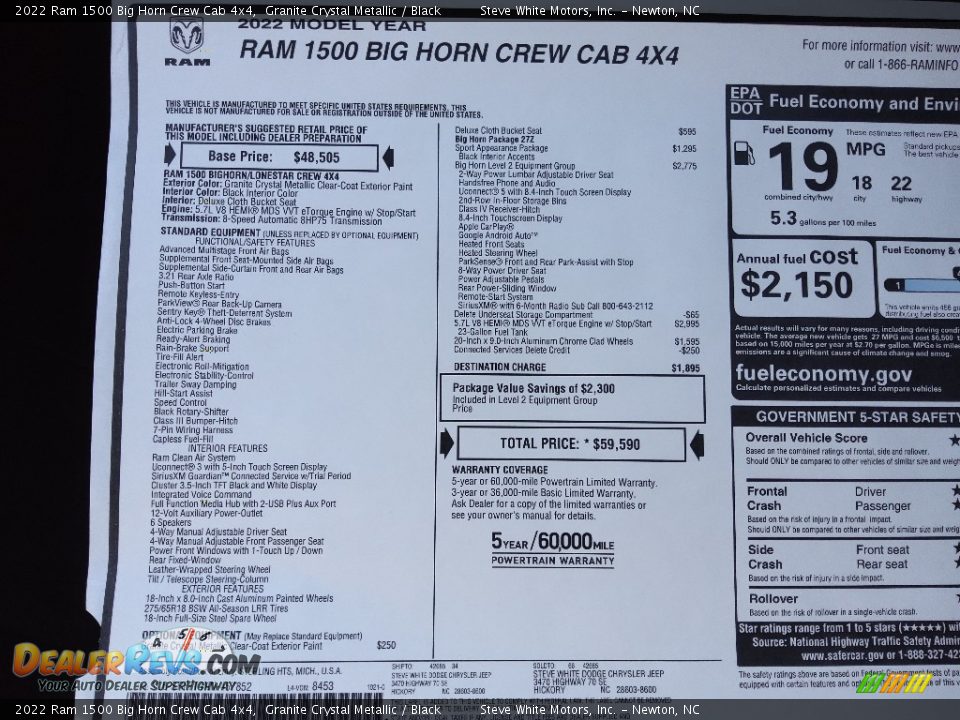 2022 Ram 1500 Big Horn Crew Cab 4x4 Granite Crystal Metallic / Black Photo #30