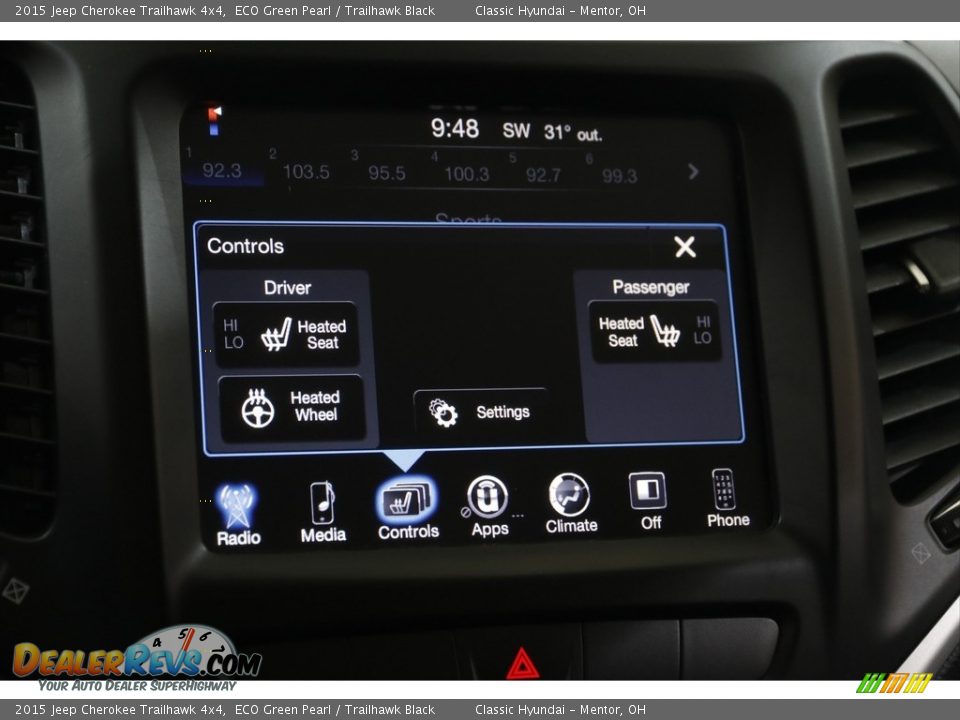 2015 Jeep Cherokee Trailhawk 4x4 ECO Green Pearl / Trailhawk Black Photo #10