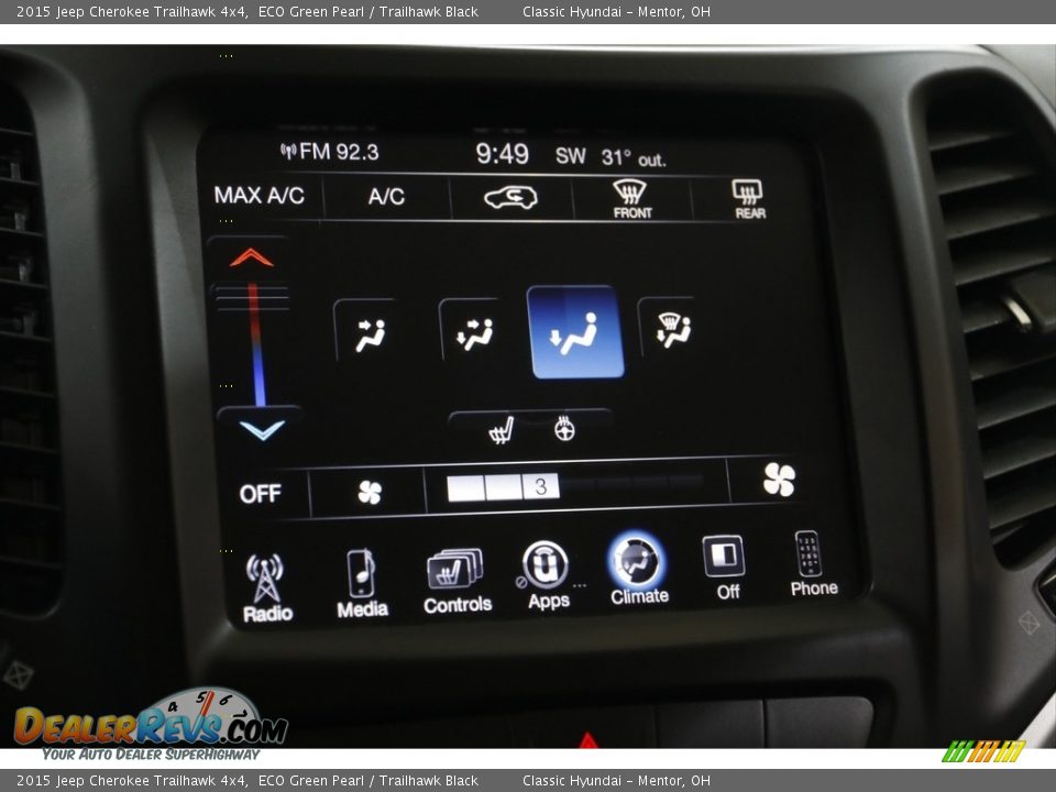 2015 Jeep Cherokee Trailhawk 4x4 ECO Green Pearl / Trailhawk Black Photo #11