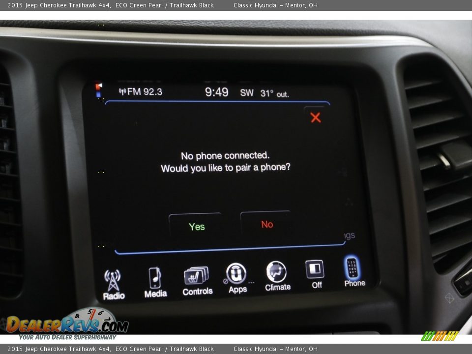 2015 Jeep Cherokee Trailhawk 4x4 ECO Green Pearl / Trailhawk Black Photo #12