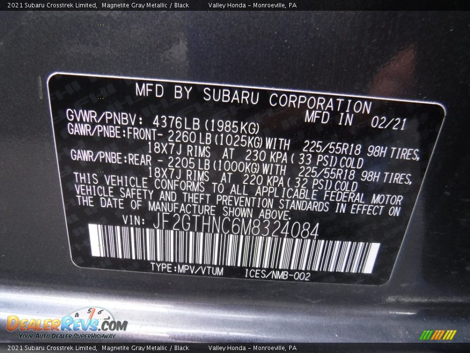2021 Subaru Crosstrek Limited Magnetite Gray Metallic / Black Photo #34