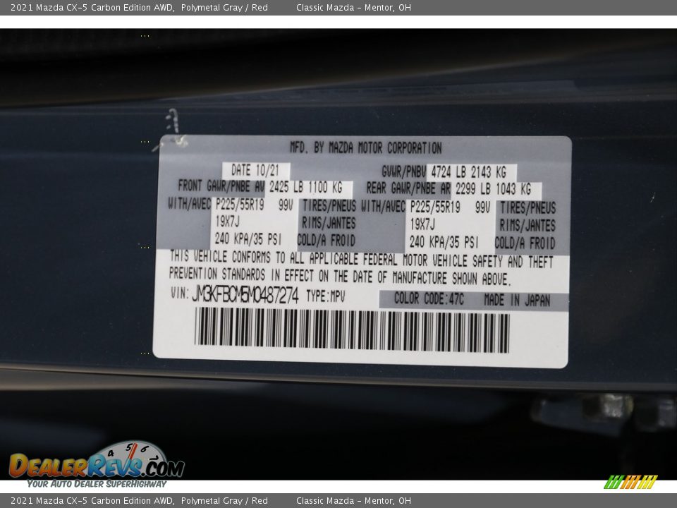 2021 Mazda CX-5 Carbon Edition AWD Polymetal Gray / Red Photo #22