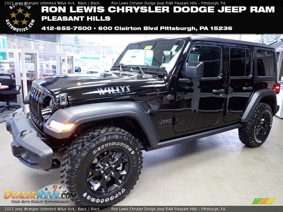 2023 Jeep Wrangler Unlimited Willys 4x4 Black / Black Photo #1