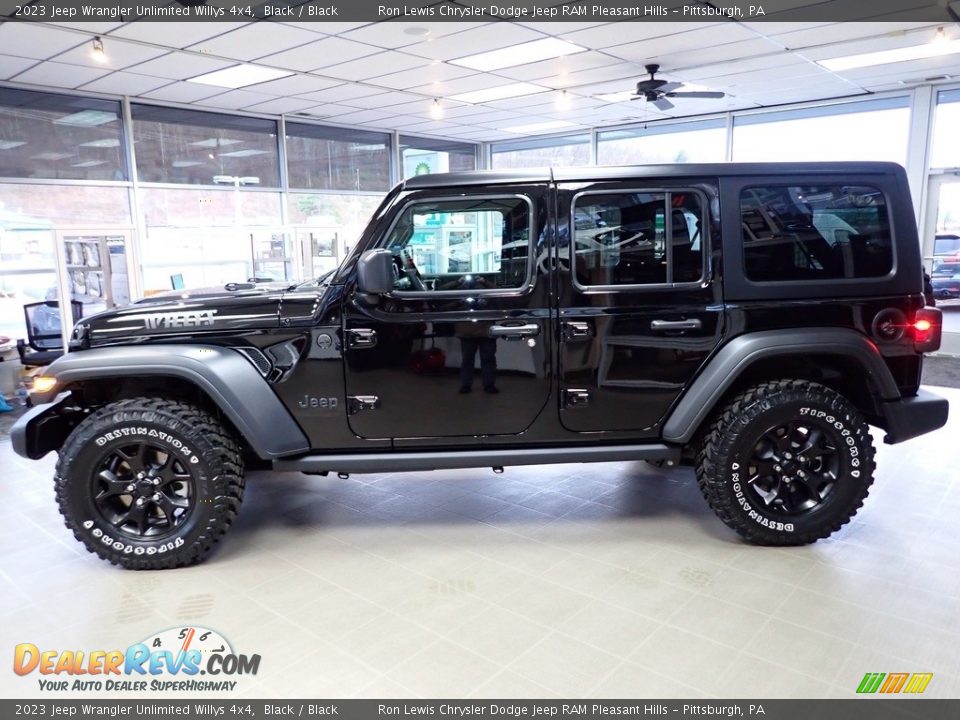 2023 Jeep Wrangler Unlimited Willys 4x4 Black / Black Photo #2