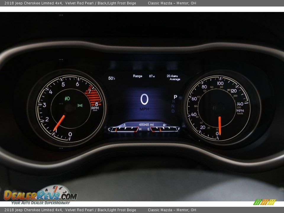 2018 Jeep Cherokee Limited 4x4 Velvet Red Pearl / Black/Light Frost Beige Photo #8