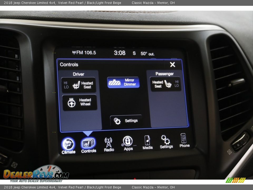 2018 Jeep Cherokee Limited 4x4 Velvet Red Pearl / Black/Light Frost Beige Photo #11