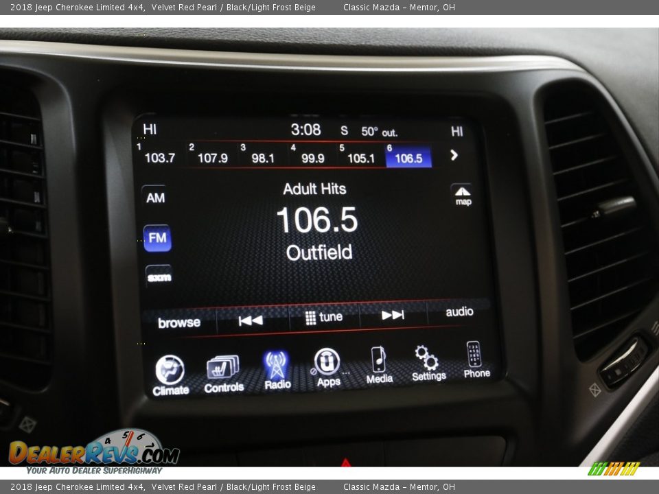 2018 Jeep Cherokee Limited 4x4 Velvet Red Pearl / Black/Light Frost Beige Photo #12