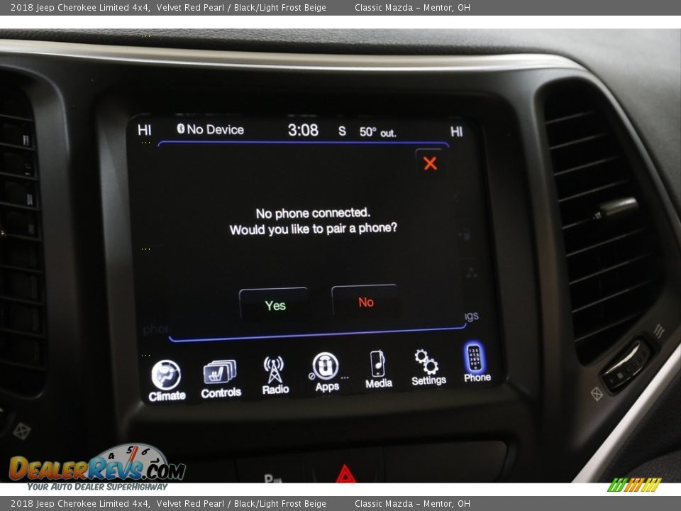 2018 Jeep Cherokee Limited 4x4 Velvet Red Pearl / Black/Light Frost Beige Photo #14