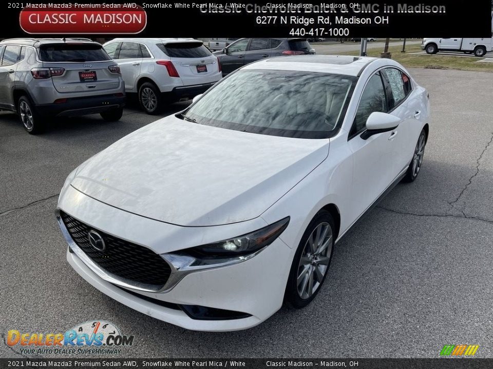 2021 Mazda Mazda3 Premium Sedan AWD Snowflake White Pearl Mica / White Photo #1