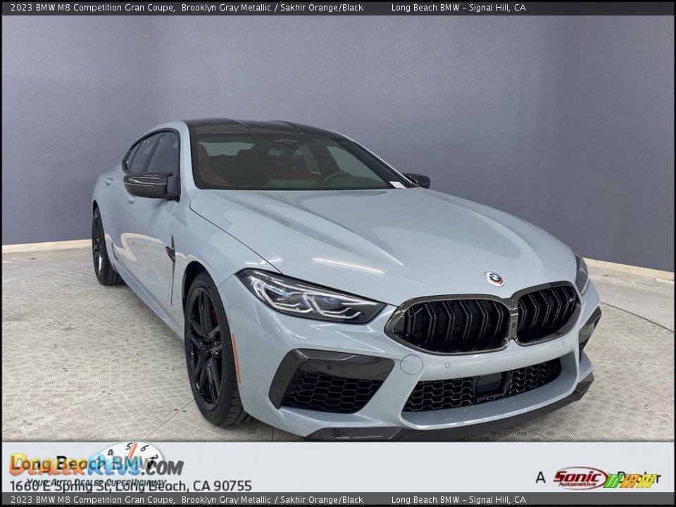 2023 BMW M8 Competition Gran Coupe Brooklyn Gray Metallic / Sakhir Orange/Black Photo #1