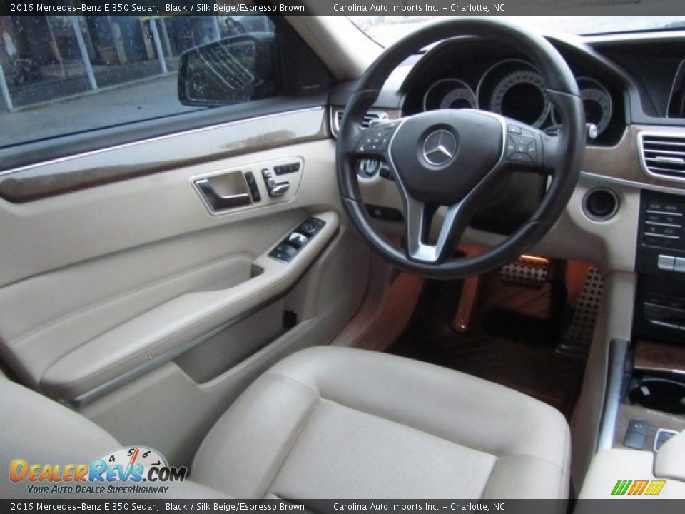 2016 Mercedes-Benz E 350 Sedan Black / Silk Beige/Espresso Brown Photo #12