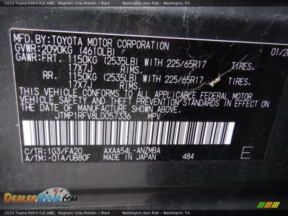 2020 Toyota RAV4 XLE AWD Magnetic Gray Metallic / Black Photo #34