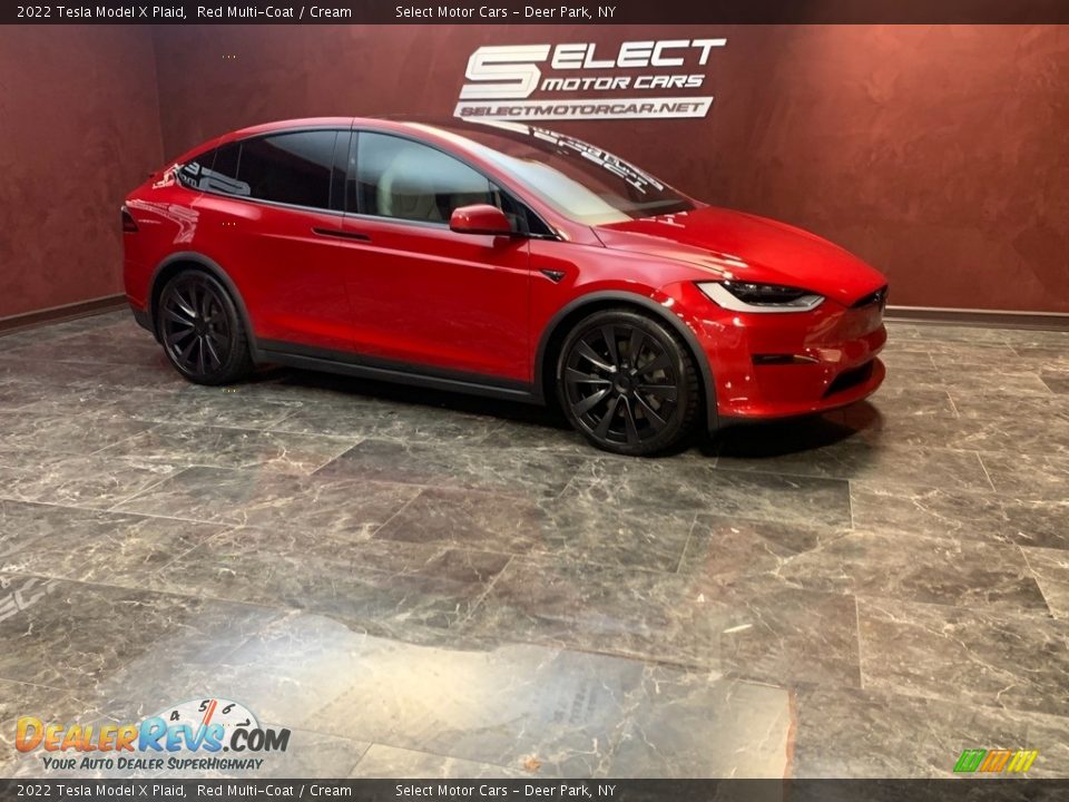 2022 Tesla Model X Plaid Red Multi-Coat / Cream Photo #4