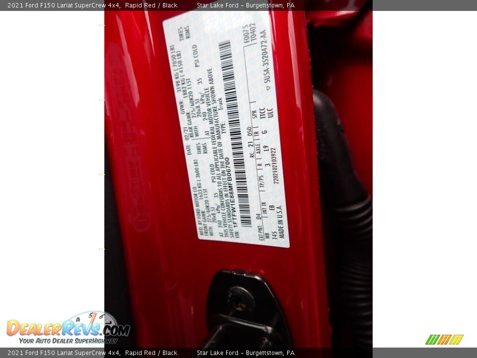 2021 Ford F150 Lariat SuperCrew 4x4 Rapid Red / Black Photo #20