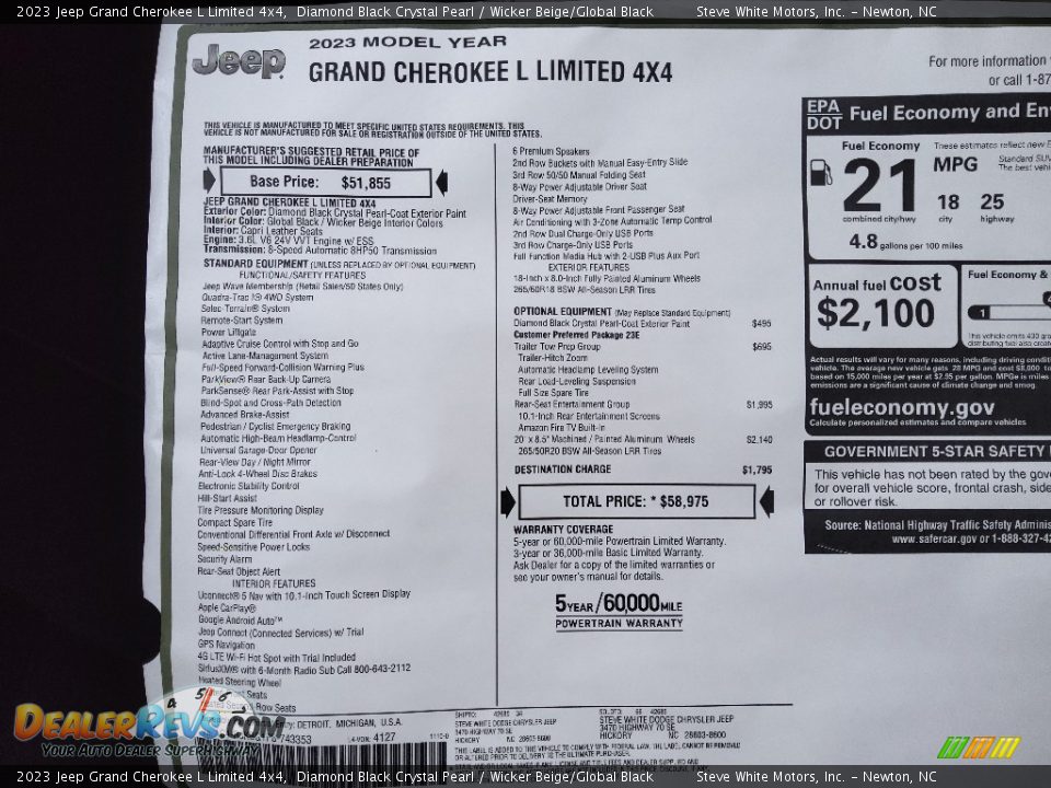 2023 Jeep Grand Cherokee L Limited 4x4 Diamond Black Crystal Pearl / Wicker Beige/Global Black Photo #32