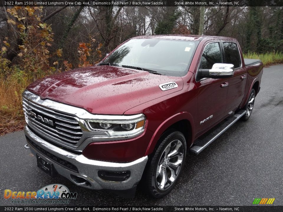 2022 Ram 1500 Limited Longhorn Crew Cab 4x4 Delmonico Red Pearl / Black/New Saddle Photo #2