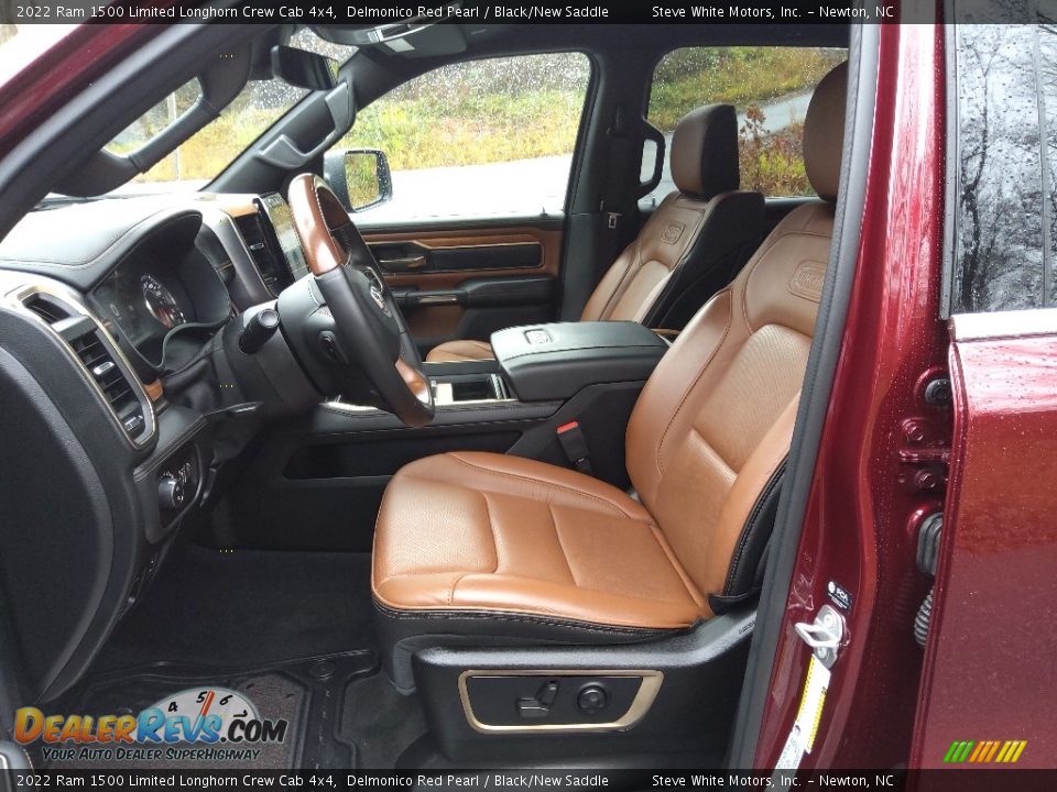 Black/New Saddle Interior - 2022 Ram 1500 Limited Longhorn Crew Cab 4x4 Photo #12