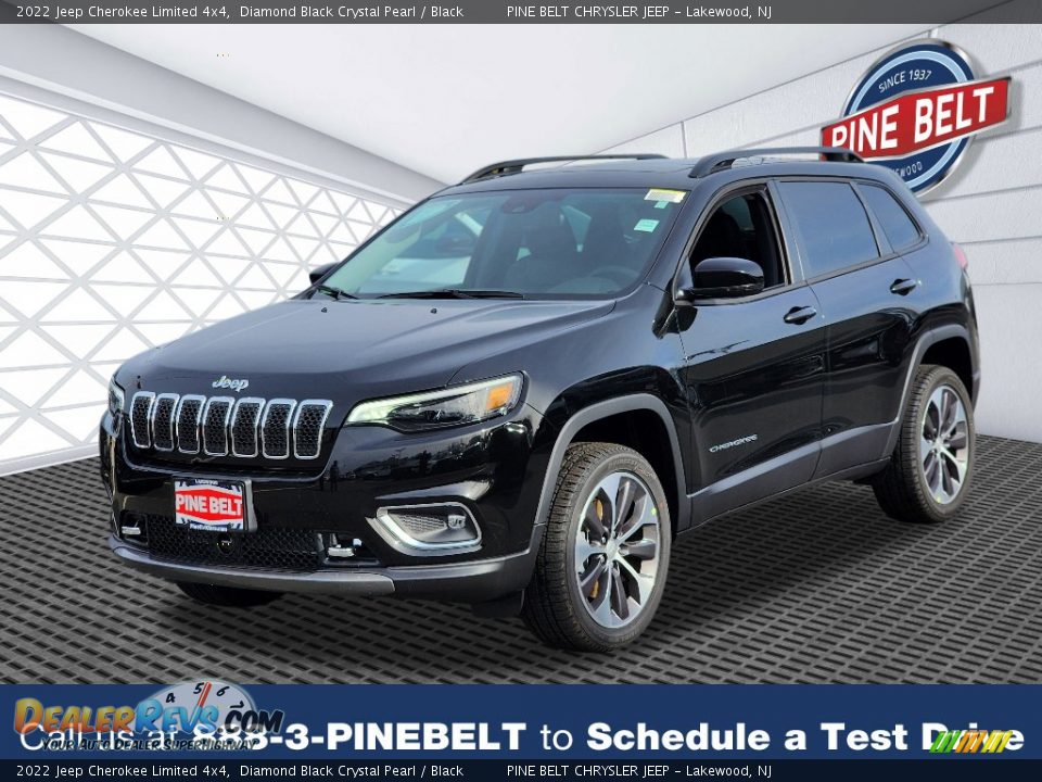 2022 Jeep Cherokee Limited 4x4 Diamond Black Crystal Pearl / Black Photo #1